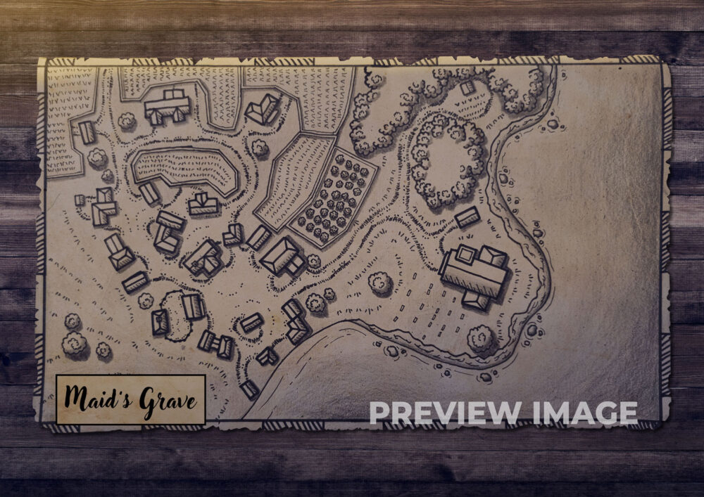 MAID'S GRAVE: A hand-drawn coastal village, READY TO PRINT