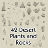 rocks and cactus lineart demo Tiffany Munro Feed the Multiverse Lil Desert Region Biome Terrain Assets for Wonderdraft cactus cracks rocks textures paths themes symbols custom trees custom mountains colorable and lineart