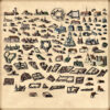 vintage cartography assets, wonderdraft map symbols, settlements, towns, villages, hamlets, cities, temples, castles