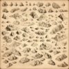 Wonderdraft assets, vintage cartography assets, mountains, mesas, plateaus, hills, and desert mountains