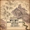 wonderdraft assets, wild west fantasy map assets, vintage cartography assets, settlements and mountains, mesas