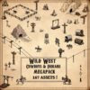 wonderdraft assets, wild west fantasy map assets, vintage cartography assets, settlements and mountains, mesas