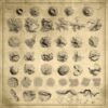 Top down topography terrain asset advert with individual assets on display