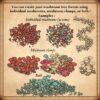fantasy mushrooms, mushroom trees, mushroom houses, fairy tale castles, wonderdraft assets, vintage cartography assets