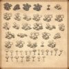 fantasy mushrooms, mushroom trees, mushroom houses, fairy tale castles, wonderdraft assets, vintage cartography assets