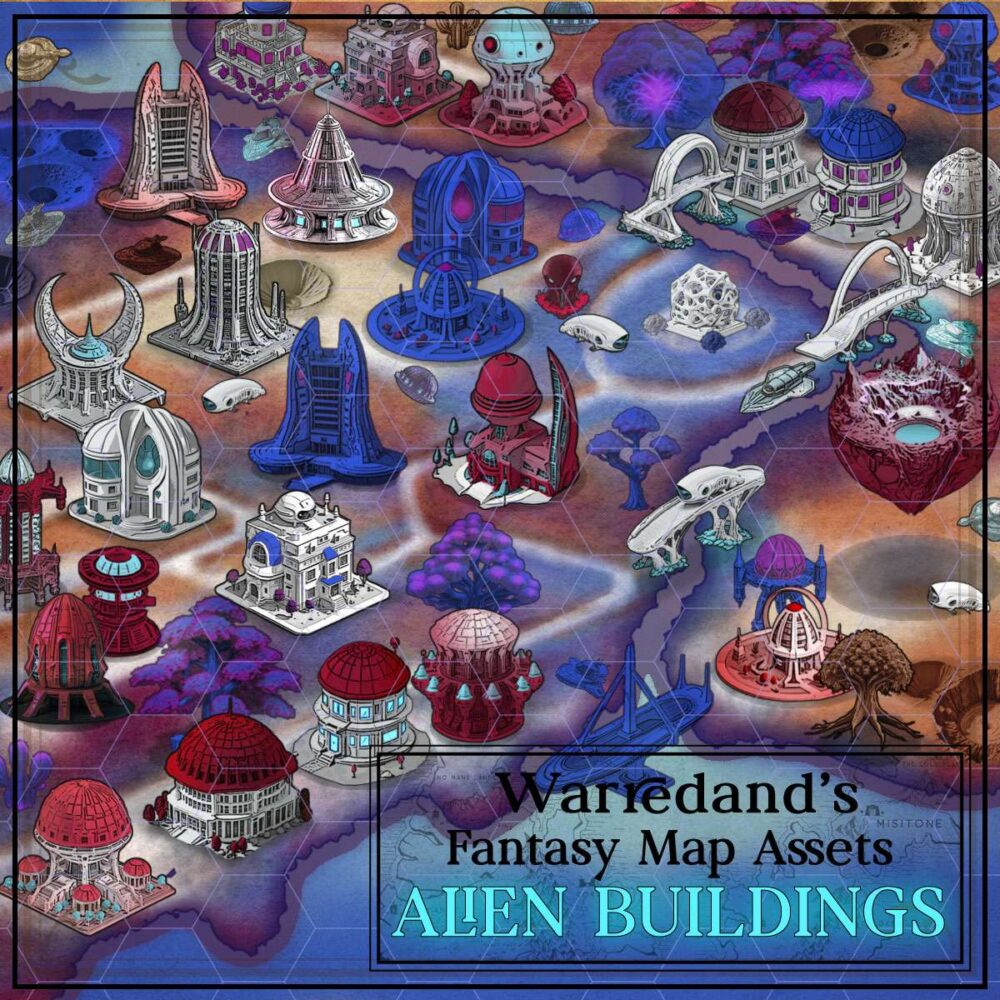 Warredand's Fantasy Map Assets, Alien Buildings
