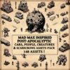 post-apocalyptic vintage cartography assets, mad max inspired, wonderdraft assets, wonderdraft symbols, post-apo, landmarks