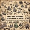post-apocalyptic vintage cartography assets, mad max inspired, wonderdraft assets, wonderdraft symbols, post-apo, landmarks