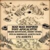 post-apocalyptic vintage cartography assets, mad max inspired, wonderdraft assets, wonderdraft symbols, post-apo, landmarks
