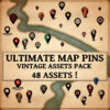 map pins, wonderdraft assets, vintage cartography assets, fantasy map resources, google map pins