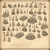 Medieval fantasy factories, medieval fantasy industries, medieval fantasy factory, vintage cartography assets, Wonderdraft assets