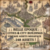 Belle Epoque, Wonderdraft assets, Vintage cartography assets, cities, city buildings, structures, baroque, neo gothic, cathedral