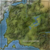 Rolling hills and mountain range topography for cartography fantasy map