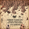 hair trees, flesh mountains, Wonderdraft assets, vintage cartography assets, horror creatures, map symbols