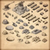 World War 2 map assets, World War 1, Vintage cartography assets, Wonderdraft assets, military buildings
