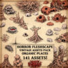 Horror fleshscape vintage cartography assets, Wonderdraft assets, organic map symbols, body horror map resources