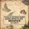 stains, distress marks, aging effects kit, vintage cartography assets, wear marks, Wonderdraft assets, fantasy map resources