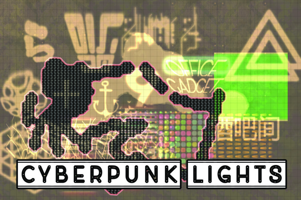 Ti's Cyberpunk Lights and Signs for DungeonDraft A variety of cyberpunk light assets, including 638+ glowing light objects, 281 modular light paths, and customizable neon elements to create immersive urban environments.