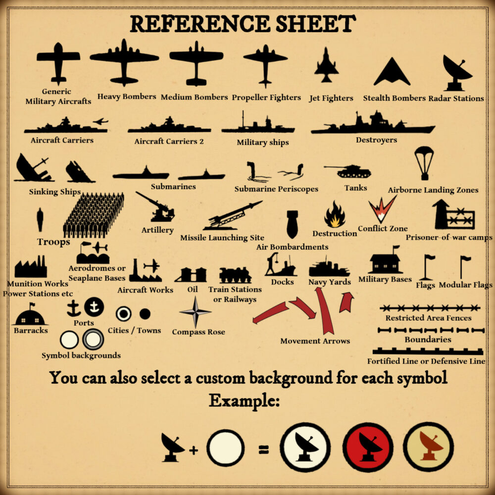 ww2, Wonderdraft assets, fantasy map symbols, ww2 map symbols, ww2 markers, vintage cartography assets