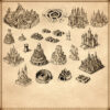 High elven towns, imperial towns, imperial settlements, high elf settlements, wonderdraft assets, vintage cartography assets
