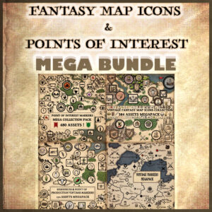fantasy map symbols, fantasy map icons, wonderdraft map icons, vintage cartography assets, fantasy map assets