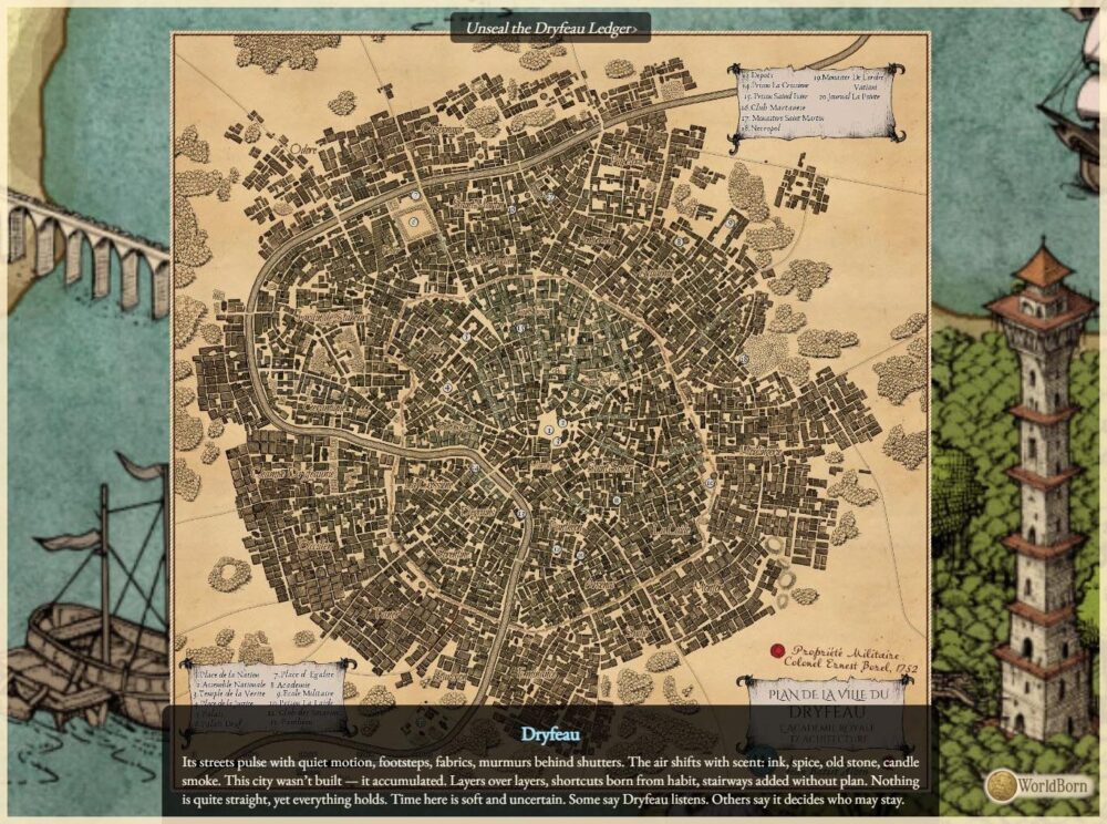 WorldBorn, worldbuilding tool, interactive fantasy map tool, interactive map creator, vintage cartography assets, fantasy map pins