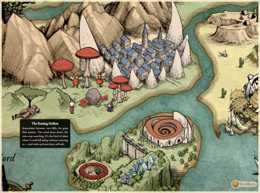 WorldBorn, worldbuilding tool, interactive fantasy map tool, interactive map creator, vintage cartography assets, fantasy map pins