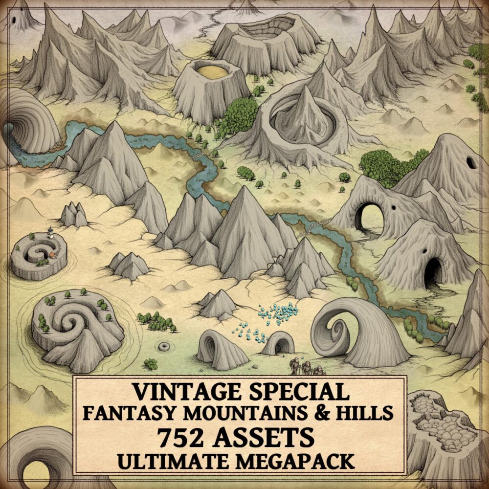 rolling hills, mountains, Wonderdraft assets, vintage cartography assets, natural arches, fantasy map icons