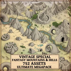 rolling hills, mountains, Wonderdraft assets, vintage cartography assets, natural arches, fantasy map icons