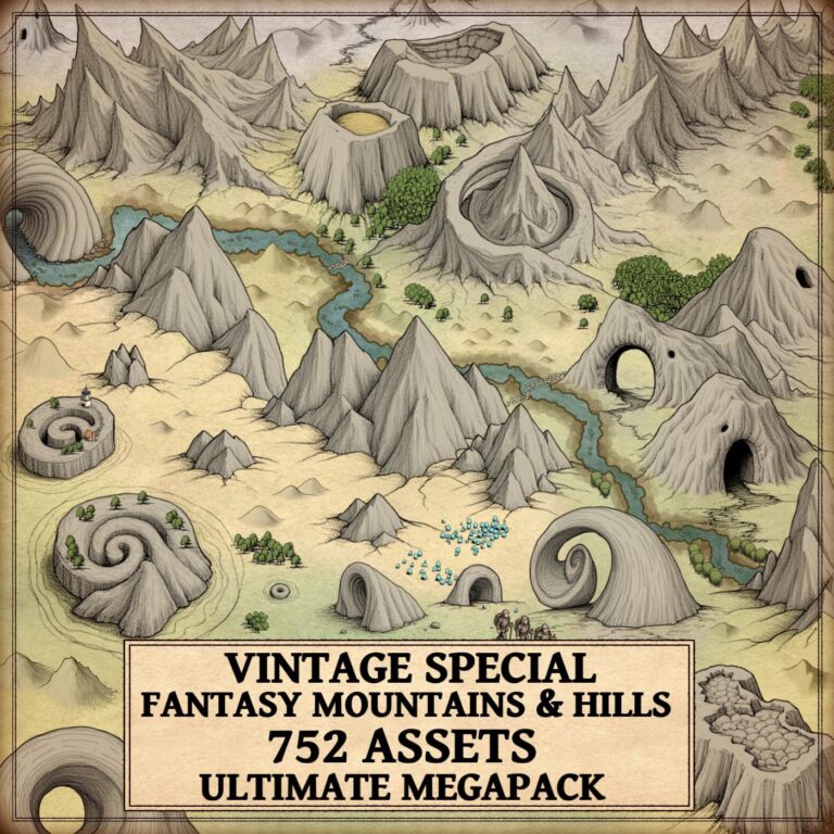 rolling hills, mountains, Wonderdraft assets, vintage cartography assets, natural arches, fantasy map icons