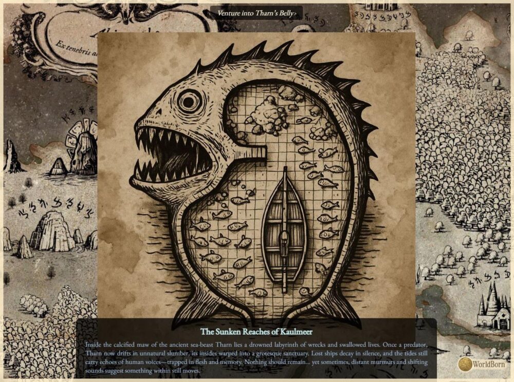 WorldBorn, worldbuilding tool, interactive fantasy map tool, interactive map creator, vintage cartography assets, fantasy map pins