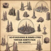 sci-fi settlements, Wonderdraft assets, alien cities, fantasy map assets, sci-fi landmarks, vintage cartography assets